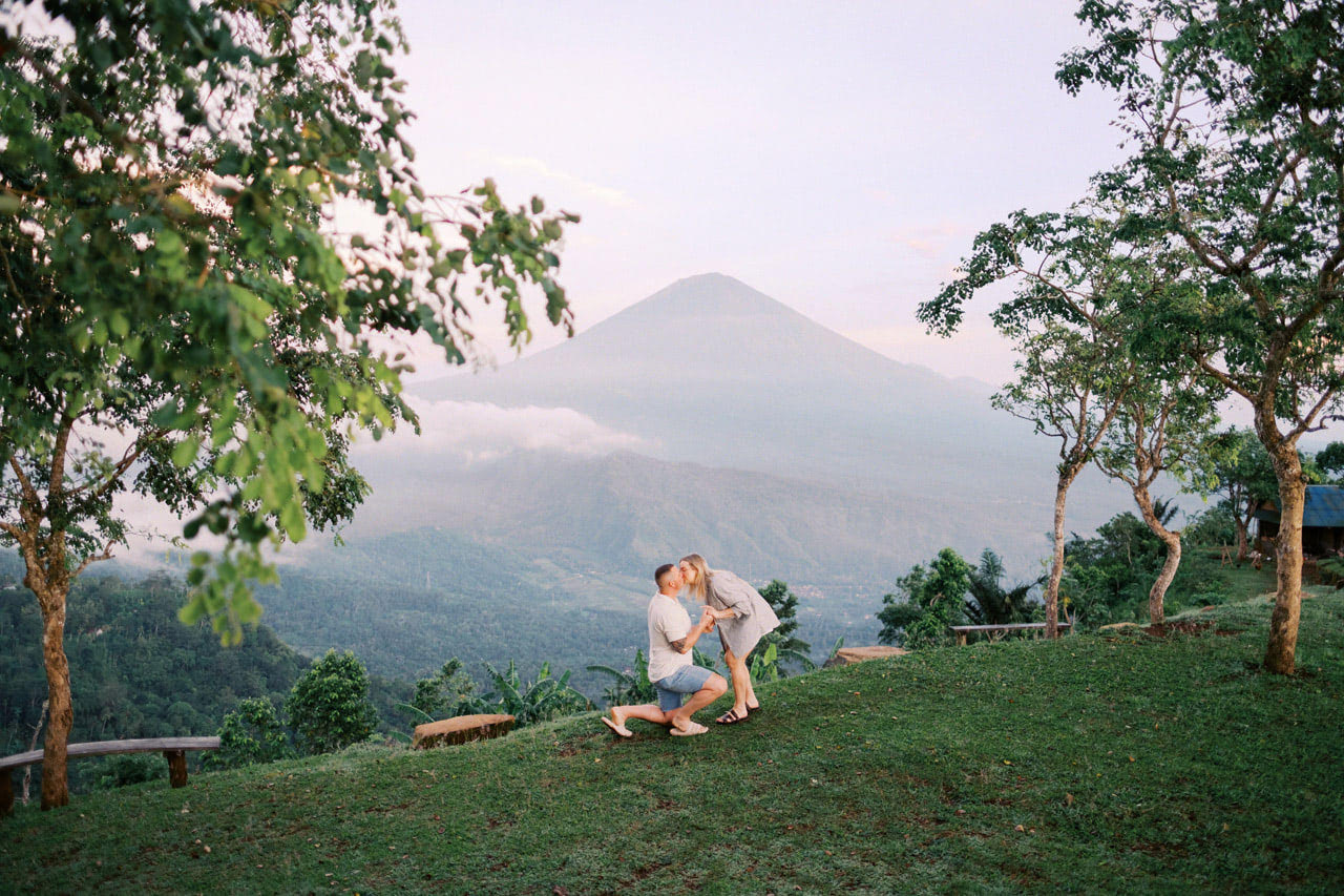 Mountain View Sunrise Proposal in Bali with Scenic Backdrop 4