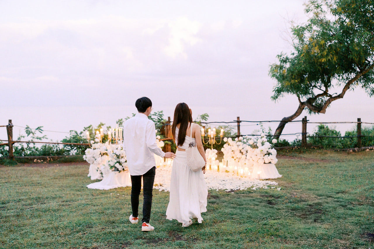 A Bali Proposal Surrounded by White Flowers 1 A Bali Proposal Surrounded by White Flowers 1
