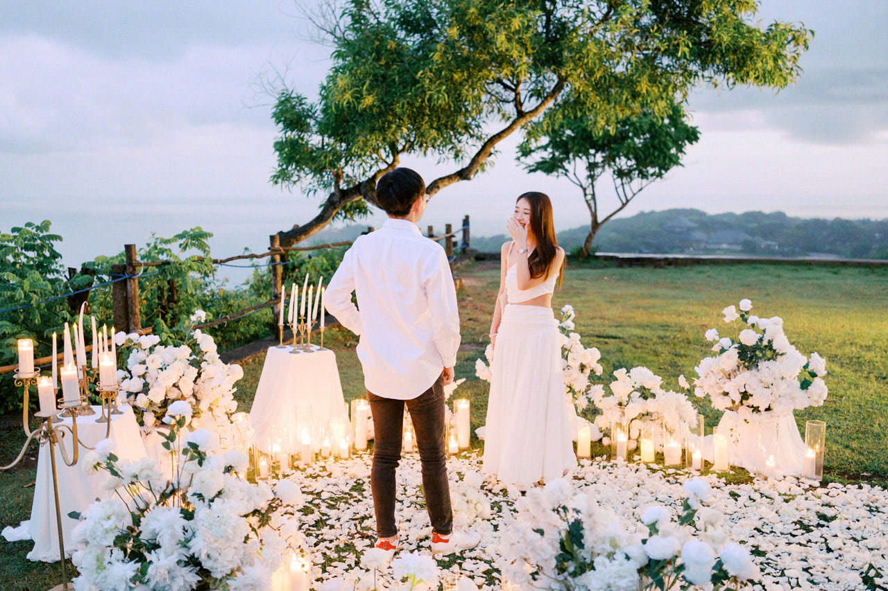 A Bali Proposal Surrounded by White Flowers 3 A Bali Proposal Surrounded by White Flowers 3