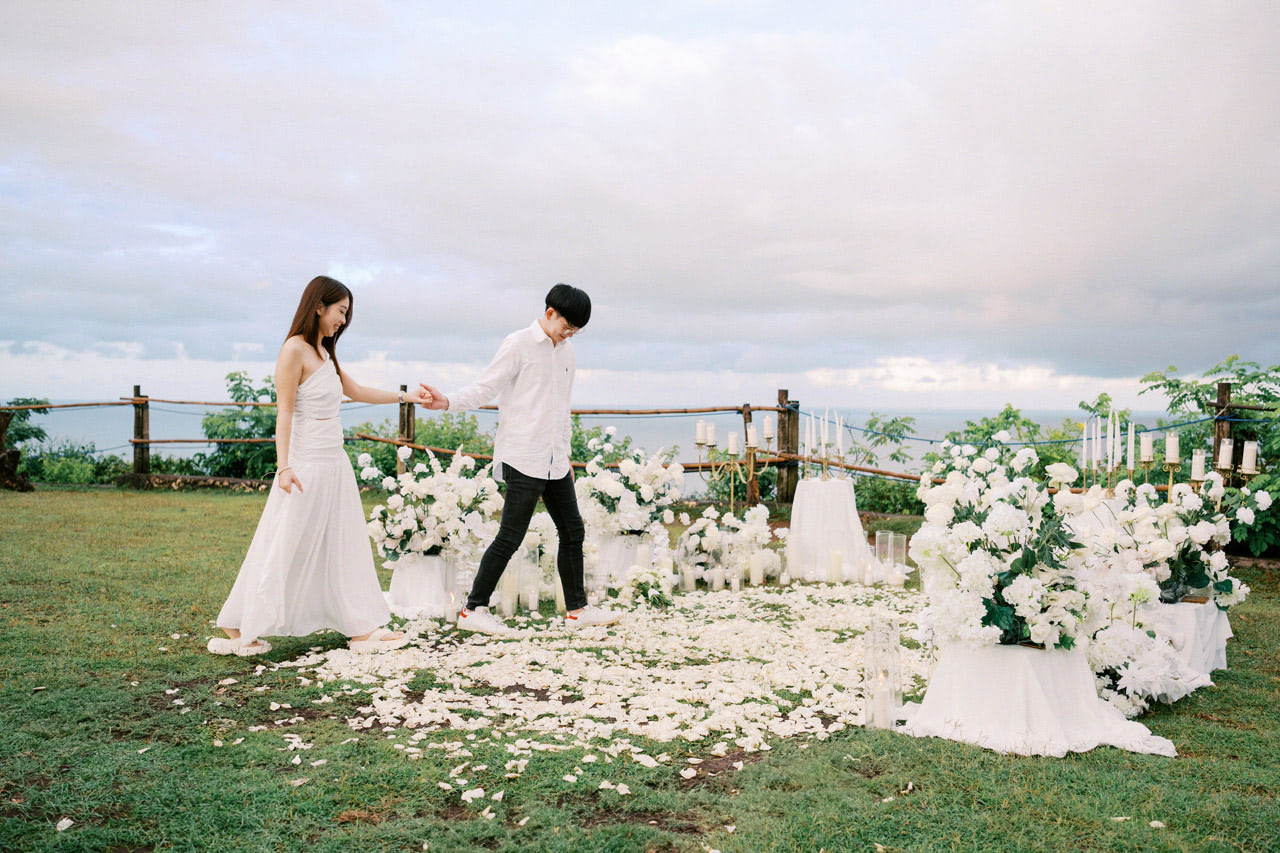 A Bali Proposal Surrounded by White Flowers 12 A Bali Proposal Surrounded by White Flowers 12