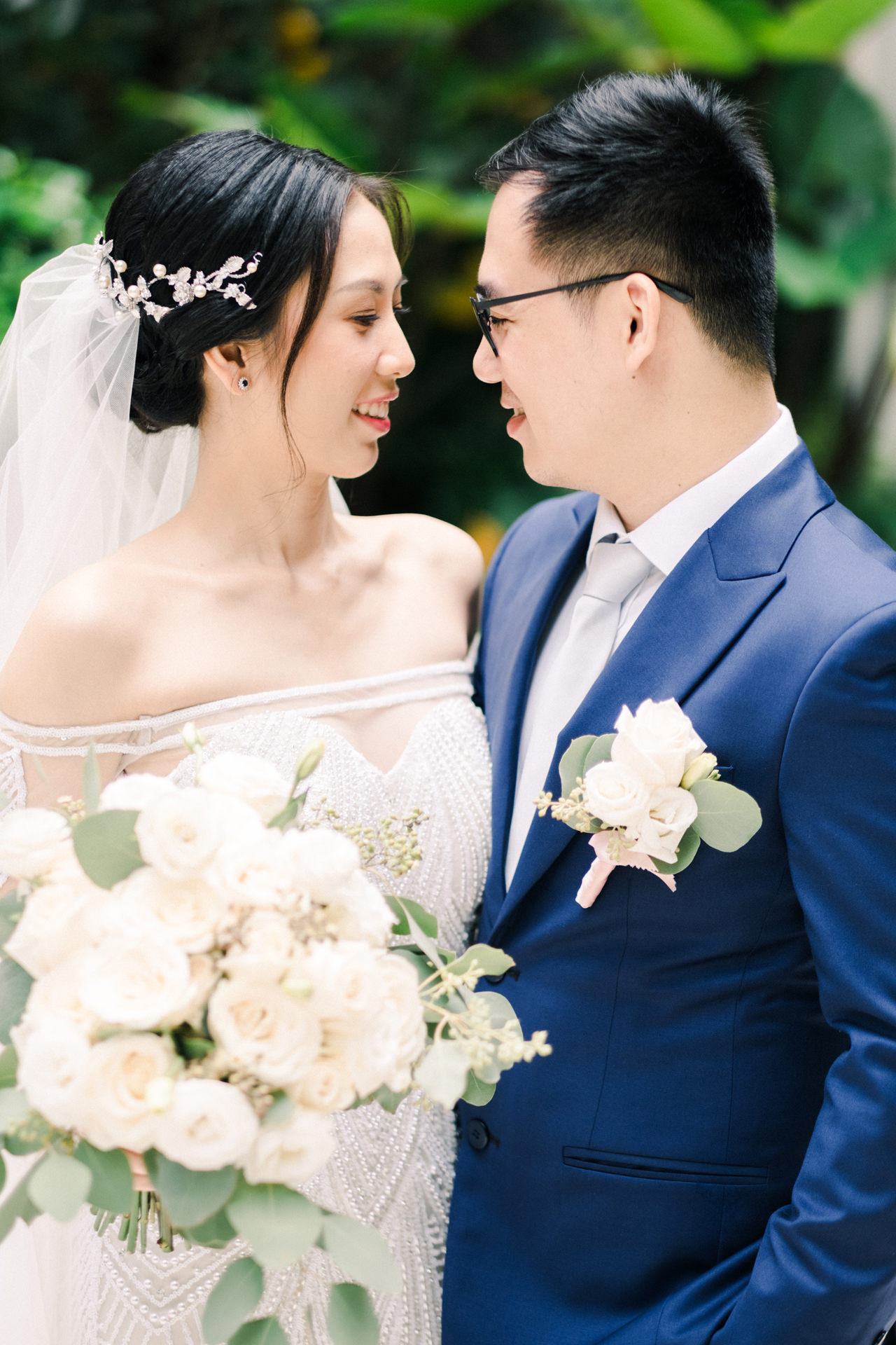 Couple in Matching White Suits